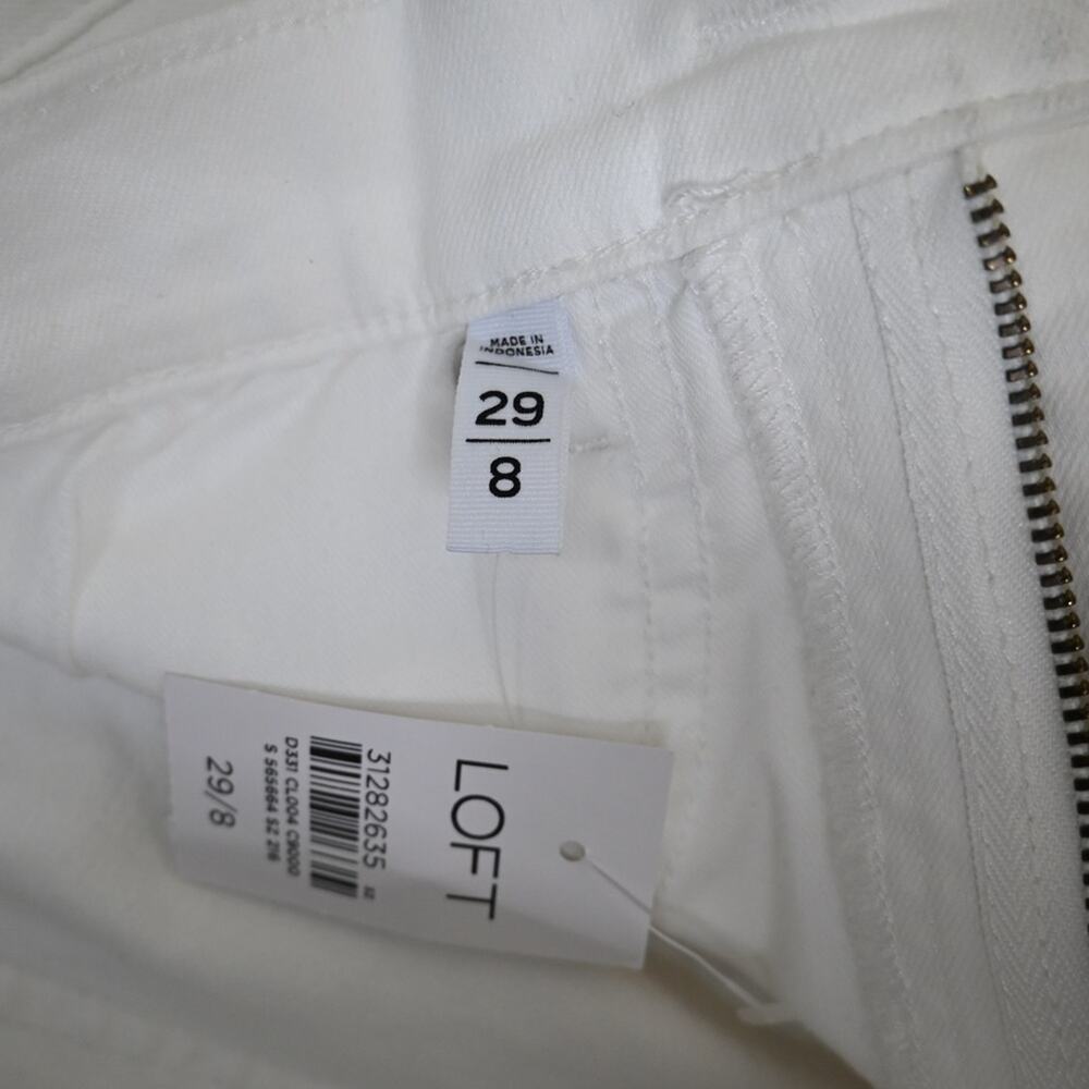 LOFT Womens 29/8 Fresh Cut High Rise Denim Bike Shorts in White NEW - Picture 11 of 12